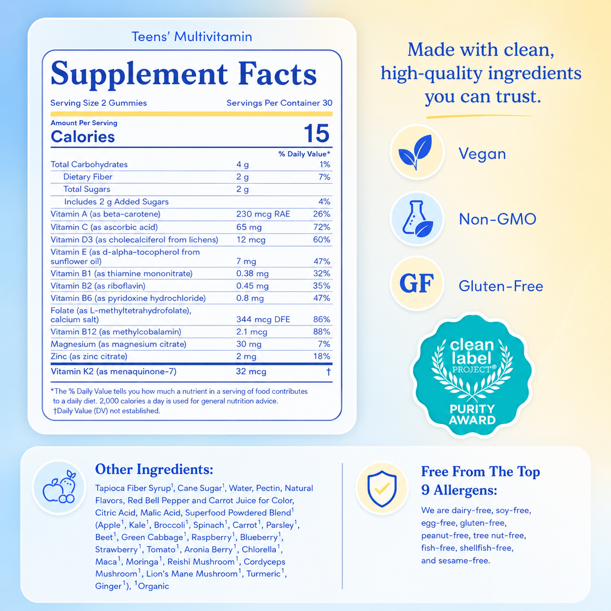 Teens/kids Daily Supercharge Multi + Superfoods
